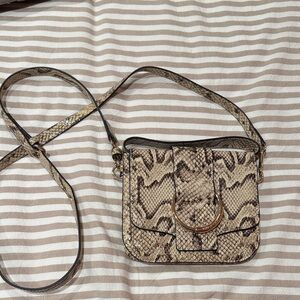 Vince Camuto Tan Snake Print Crossbody Bag